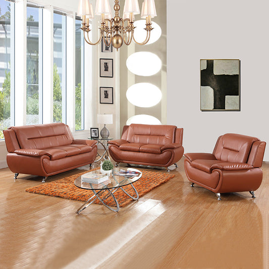 Golden Coast Orange Faux Leather 3+2+1 Combo Sofa and Chair Set