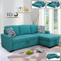 Golden Coast Green Flannelette L-Shaped Living Room Sectional Sofa bed