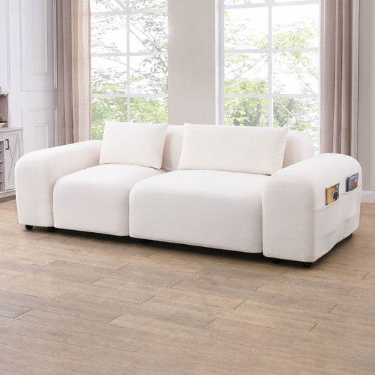 Golden Coast White Microfiber 2-Piece Living Room Sofa Set