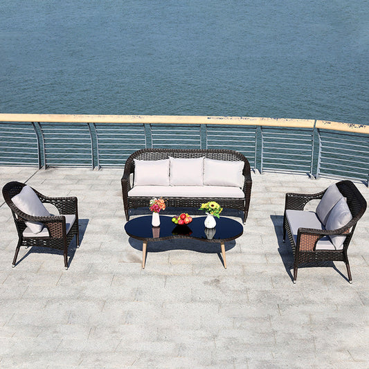 Golden Coast 5-Piece Espresso PE(Polyethylene)&Iron Outdoor Sofa Set