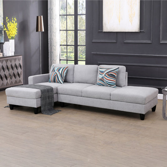 Golden Coast Grey White Lint 2-Piece Couch Living Room Sofa Set