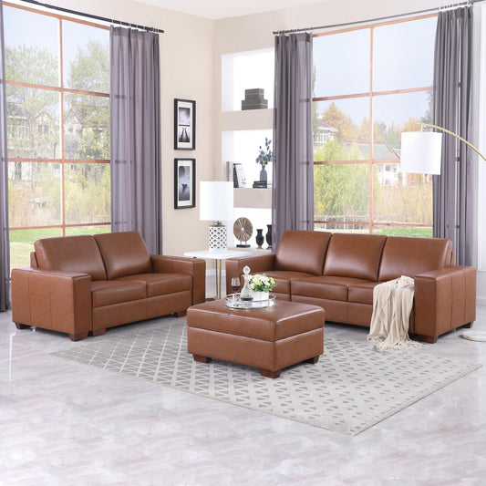 Golden Coast Brown Top Cowhide 3+2 Combo Sofa and Chair Set